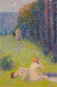 Badende In Sommerlicher Landschaft by Hippolyte Petitjean