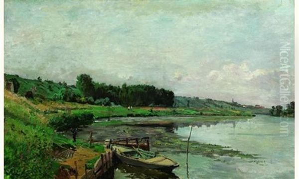 Barque Au Bord De La Seine En Ete - view 1