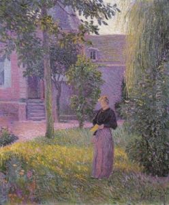 Jeune Femme Dans Un Jardin by Hippolyte Petitjean
