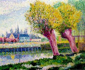 Village Au Bord De La Riviere Ou Le Matin A Achy, Oise