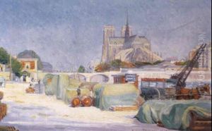 Notre-dame De Paris Vue Des Quais by Hippolyte Petitjean
