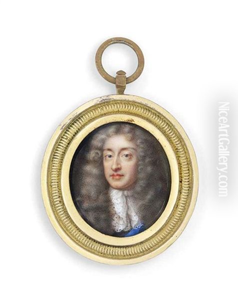 King James Ii Of England And Vii Of Scotland (1633-1701), Wearing Lace Jabot And The Blue Sash Of The Order Of The Garter, Long Curling Fair Wig - view 1