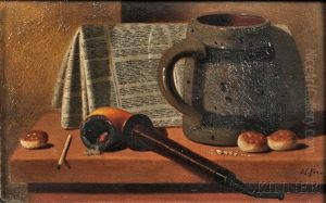 Pipe, Newspaper, Mug, And Biscuits