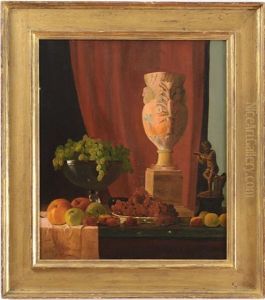 Still Life With Fruit, Vase And Statuette by John Frederick Peto