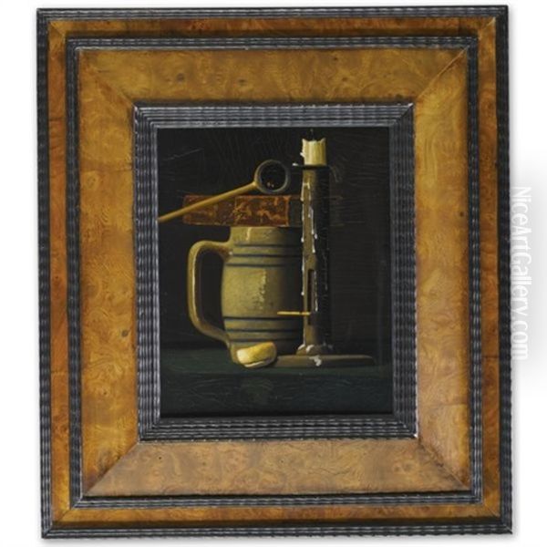 Still Life With Candlestick, Biscuit, Pipe, Book And Jug - view 1