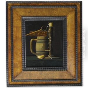 Still Life With Candlestick, Biscuit, Pipe, Book And Jug