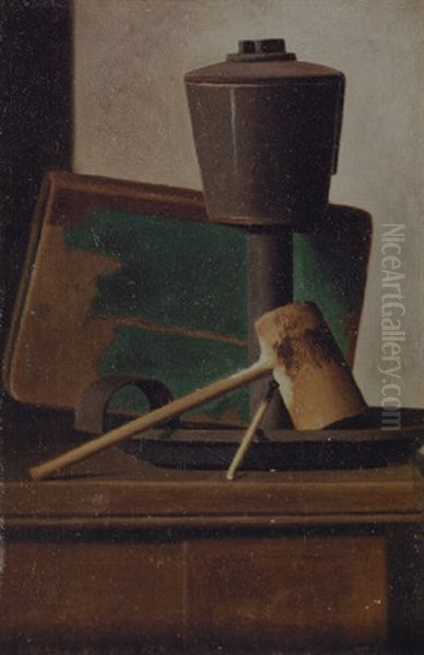 Still Life With Pipe, Oil Lamp And Book - view 1