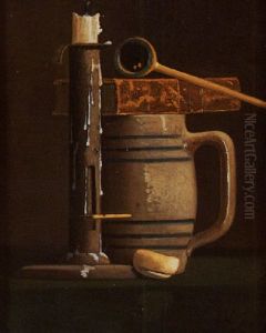 Still Life Of A Candlestick, Biscuit, Pipe, Book And Jug