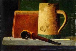 Mug, Pipe And Book On Window Ledge by John Frederick Peto