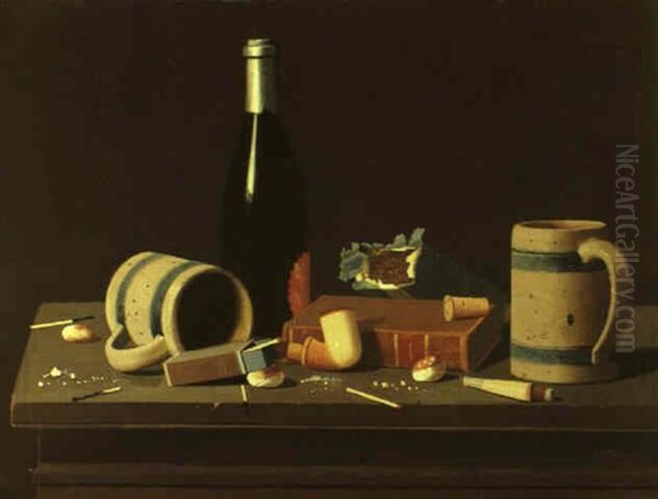 Still Life With Mugs, Bottle And Pipe - view 1