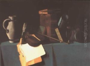 Tabletop With Violin by John Frederick Peto