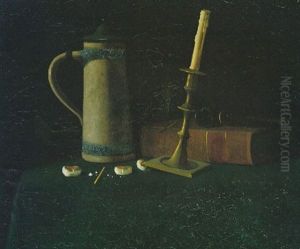 Still Life With Candlestick, Stein, Biscuits And Pipe