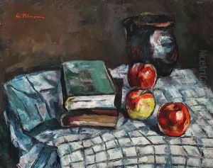 Natura Statica Cu Mere Si Carti by Petrascu Gheorghe