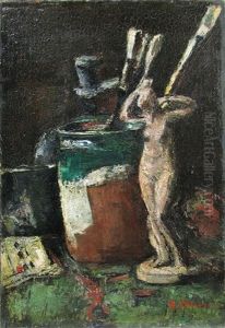 Still Life With Painting Brushes And Statuette Still Life With Painting Brushes And Statuette