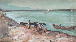 Fisherman Boats At The Shore by Petrascu Gheorghe