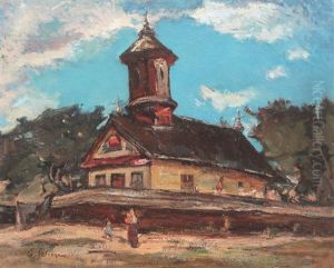 Landscape With Wooden Church by Petrascu Gheorghe