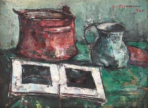 Still Life With Jugs And A Book by Petrascu Gheorghe