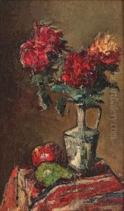 Natura Statica Cu Crizanteme Si Fructe by Petrascu Gheorghe