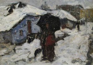 Lucretia On The Snowy Road by Petrascu Gheorghe