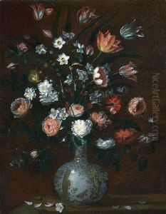 Natura Morta Con Fiori, E Vaso Di Porcellana