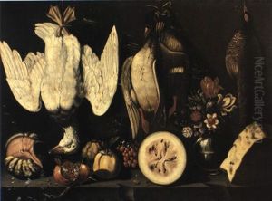 Nature Morta Con Angurie, Melangrana, Mela, Vaso Di Fiori. . . by Astolfo Petrazzi