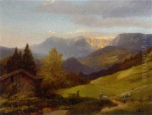 A Shepherdess In An Alpine Landscape A Shepherdess In An Alpine Landscape