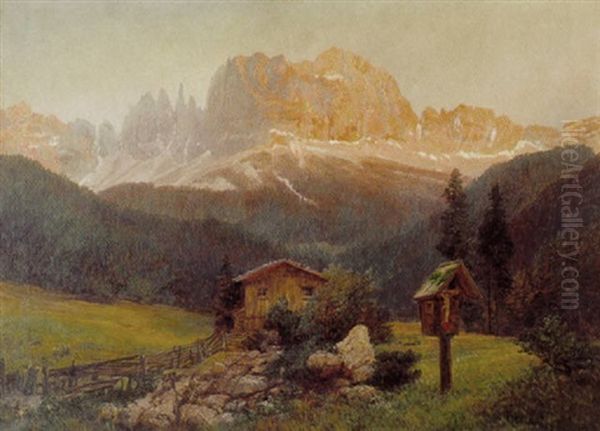 Landskab Fra Tyrol Med Hus Omgivet Af Bjerge - view 1