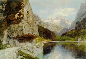 Gosausee Mit Dachstein Und Letzter Felsensprengung by Konrad Petrides