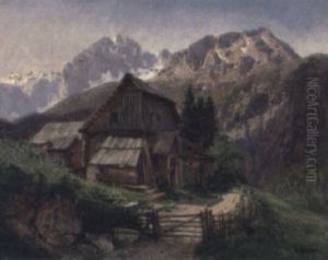Tyrolean Landscape With Mountain House by Konrad Petrides