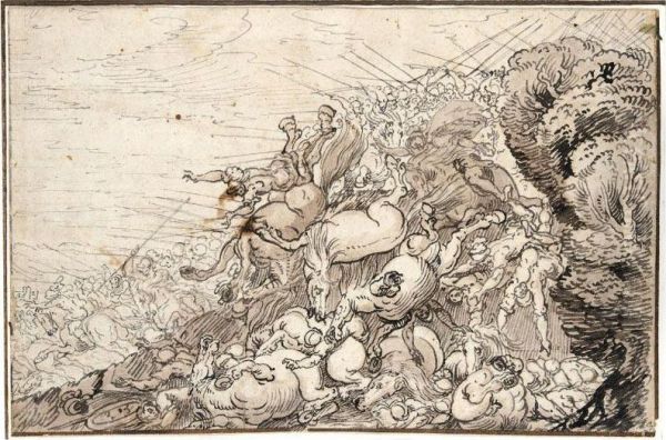 A Battle Scene With Cavalry Falling From A Precipice - view 1