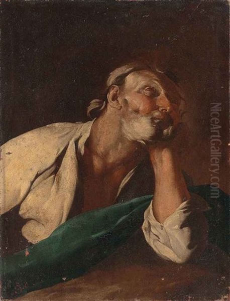 A Philosopher, Half-length, In A White Shirt And Blue Wrap - view 1