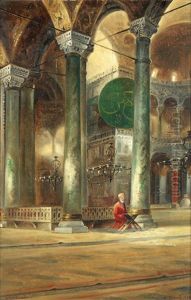 An Interior View Of Hagia Sophia, Istanbul by Wladimir Petroff