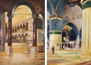Interieur De Sainte-sophie / Homme En Priere Inside Saint-sophia Basilica / Praying Man by Wladimir Petroff