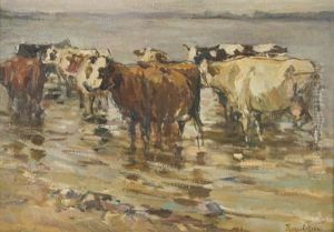 Cows Drinking Water by Petr Ivanovich Petrovichev