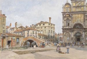 Die Piazza S. S. Giovanni E Paolo In Venedig by Ladislaus Eugen Petrovits