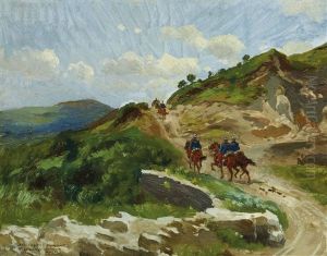 Zu Den Malern: Landschaft Signiert Petrovits, Ulanen Siginiert Alexander Pock by Ladislaus Eugen Petrovits
