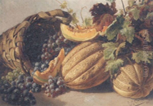 Melons And Grapes With A Basket - view 1