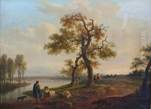 A River Landscape With A Shepherd And Shepherdess Resting On A Bank