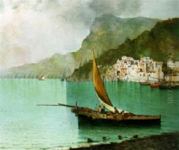 A Sailboat In A Neapolitan Bay - view 1
