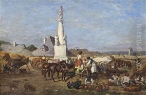 The Market At Szolnok by August Xaver Karl von Pettenkofen