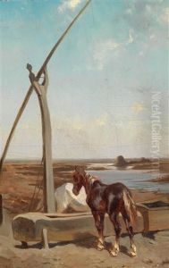 Motiv Aus Der Puszta by August Xaver Karl von Pettenkofen