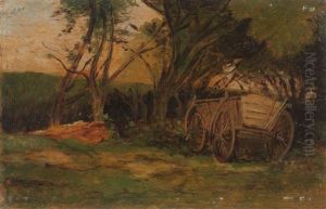 Farmer's Cart Beneath Trees by August Xaver Karl von Pettenkofen