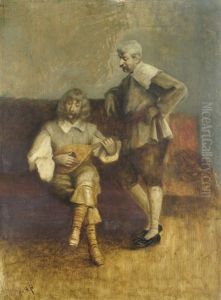 Interieur Mit Lautenspieler Und Andachtig Lauschendem Edelmann