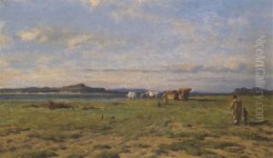Weite Landschaft Mit Hirten by August Xaver Karl von Pettenkofen