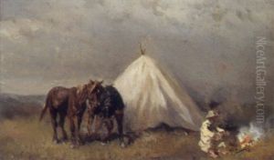 Rast In Der Pusta by August Xaver Karl von Pettenkofen