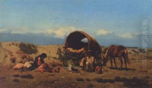 Travellers With Their Wagon In A Landscape Travellers With Their Wagon In A Landscape