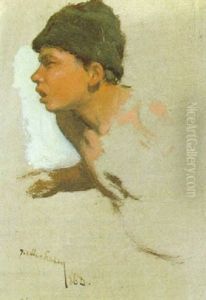 Kopf Eines Zigeunerjungen by August Xaver Karl von Pettenkofen