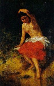 Badende Am Waldteich by August Xaver Karl von Pettenkofen