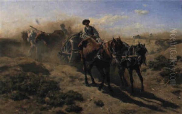 Pferdefuhrwerk In Puszta-landschaft - view 1
