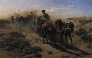 Pferdefuhrwerk In Puszta-landschaft